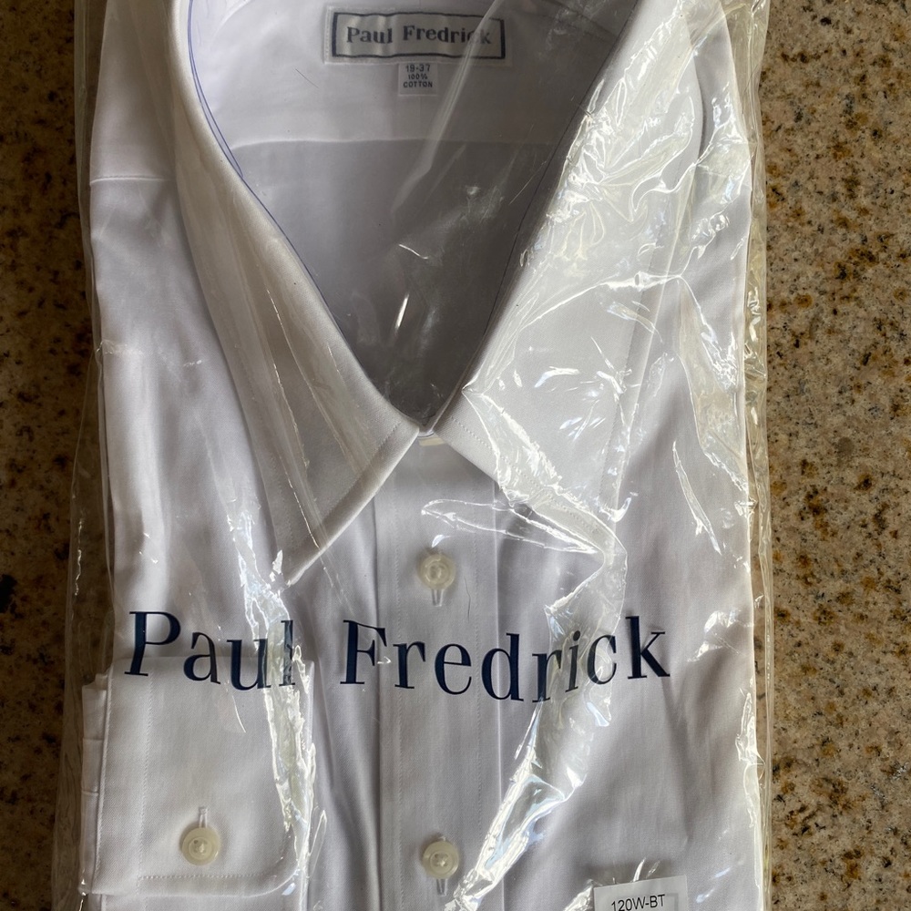 Paul Fredrick Longsleeve White dress shirt 19 37